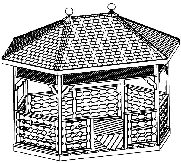 SAMPLE Gazebo Plans 08, 10x16 ft Hexagon Gazebo, IMMEDIATE DOWNLOAD