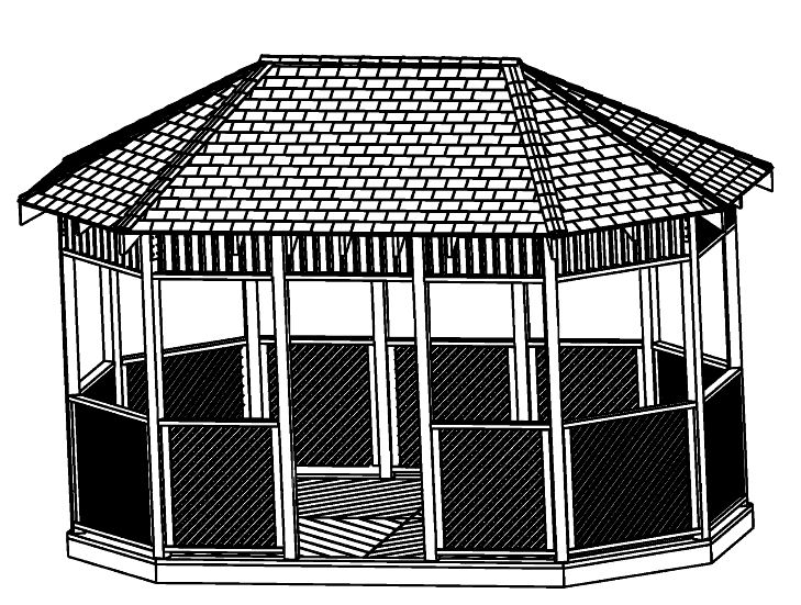 SAMPLE Gazebo Plans 09, 10x16 ft Octagon Gazebo, IMMEDIATE DOWNLOAD