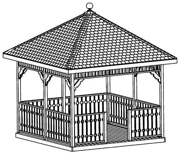 SAMPLE Gazebo Plans 13, 12 ft Square, Hip Roof Gazebo, IMMEDIATE DOWNLOAD
