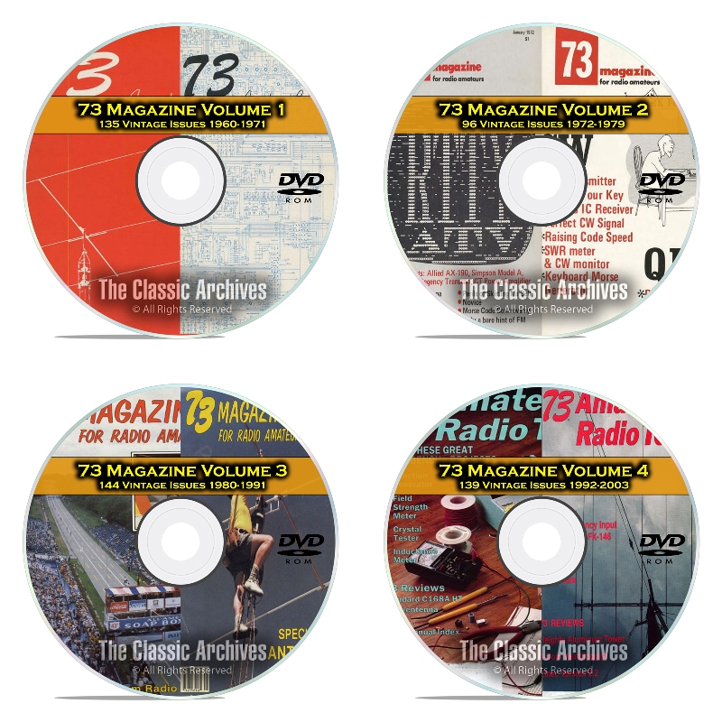73 Magazine, Complete 4 DVD Set, 1960-2003, 500+ Ham Radio Magazines DVD