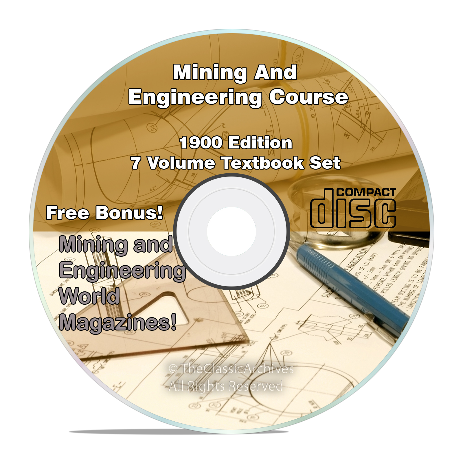 Mining & Engineering Textbook Course, Learn How To Mine Gold, 7 Volume CD