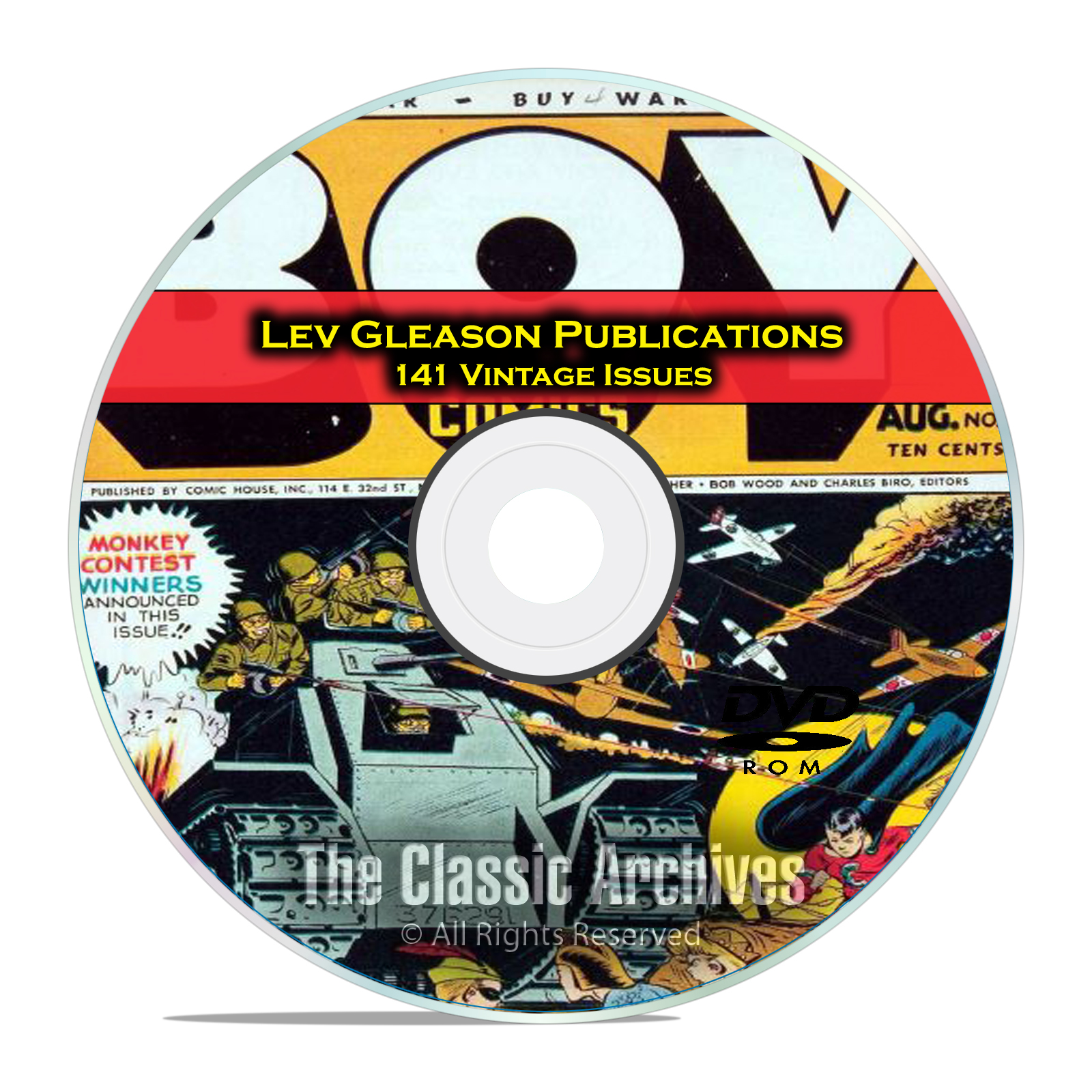 Lev Gleason, Boy Comics, Captain Battle, 141 Golden Age Comics DVD - Click Image to Close