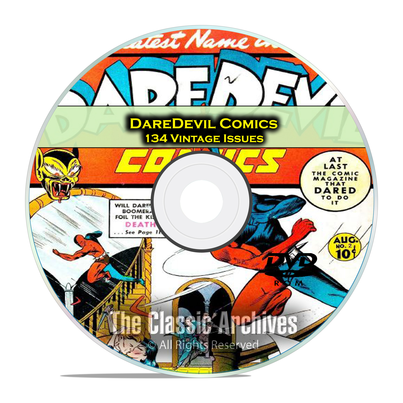 DareDevil Comics, 134 Back Issues, Full Color, PDF, Golden Age Comics DVD