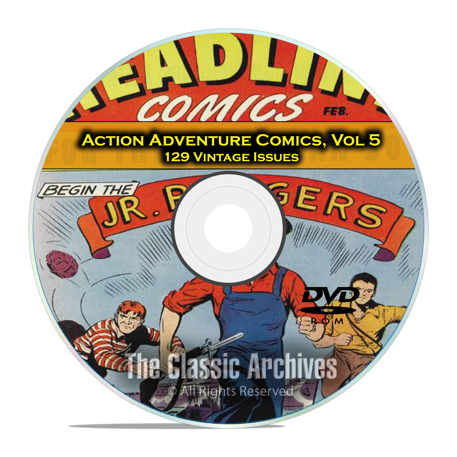 Action Adventure Comics, Vol 5, Headline, Treasure, Rocket, Golden Age DVD - Click Image to Close