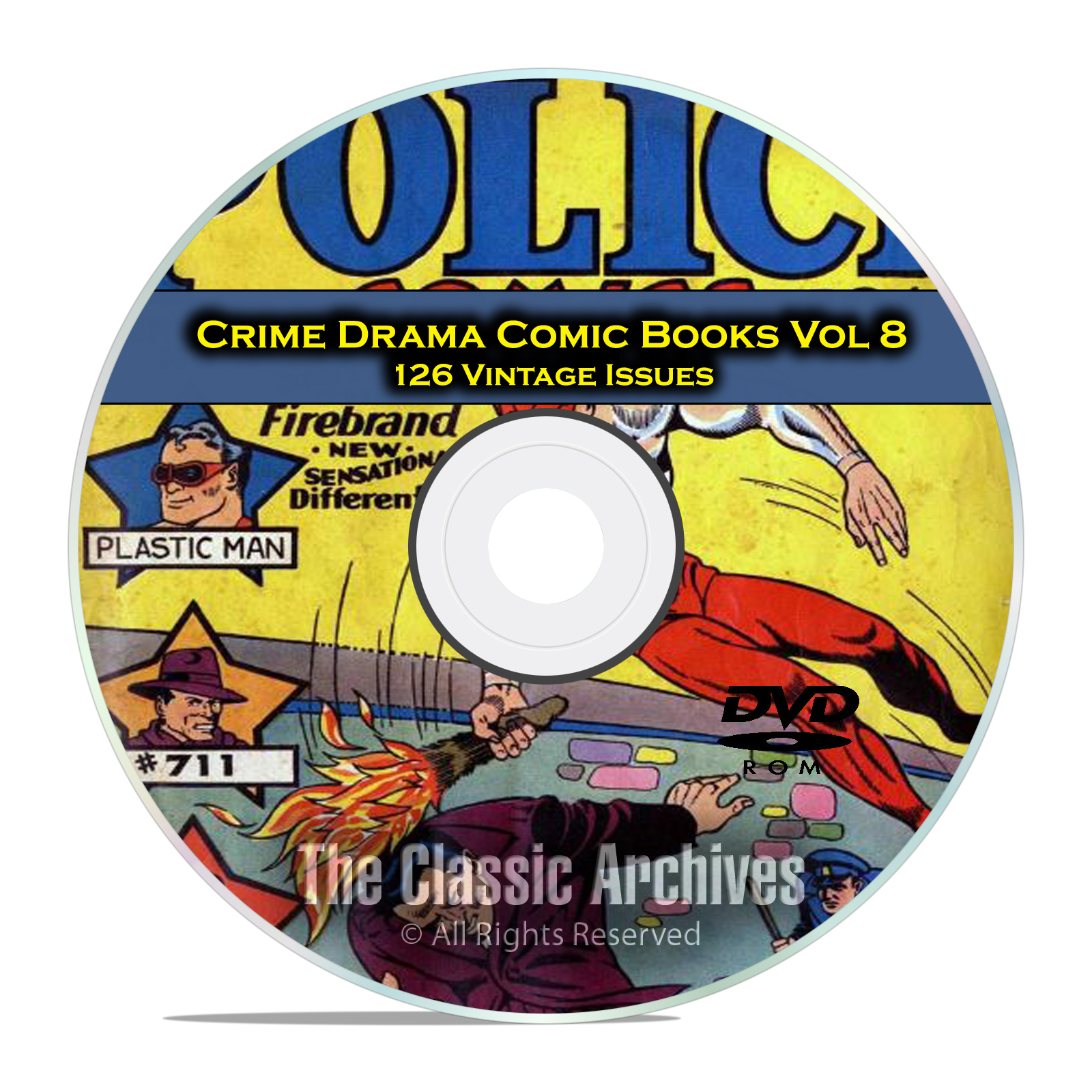 Crime Drama, Suspense, Vol 8, Police Comics 126 Issues Golden Age Comic DVD