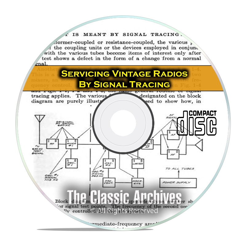Servicing Vintage Tube Radios by Signal Tracing, OTR, Rider, Guides PDF CD - Click Image to Close
