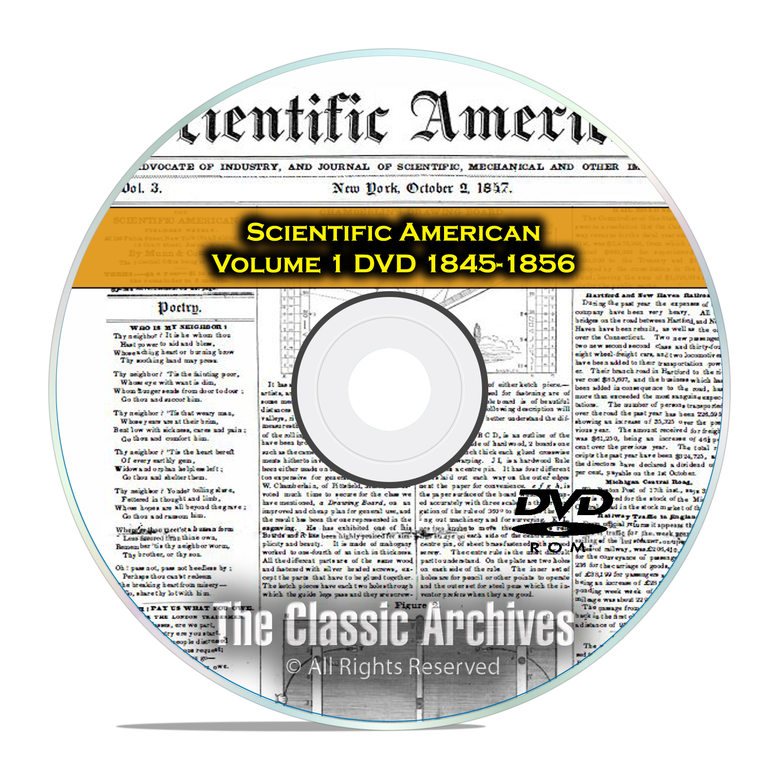 Scientific American, 570 Back Issues, 1845-1856, Vol 1, Science, PDF DVD
