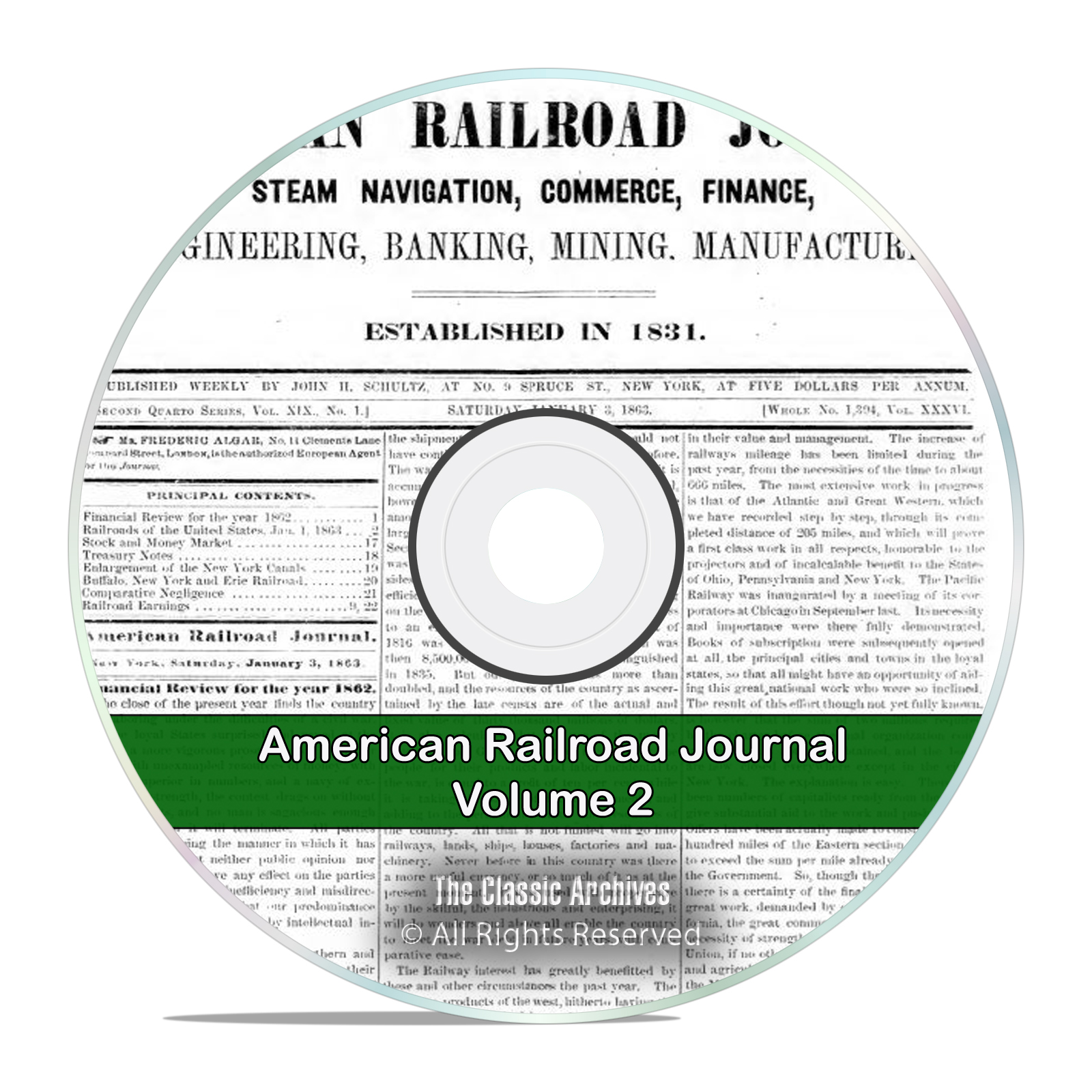 The American Railroad Journal, Volume 2, 1862-1877, 16 Volumes PDF DVD