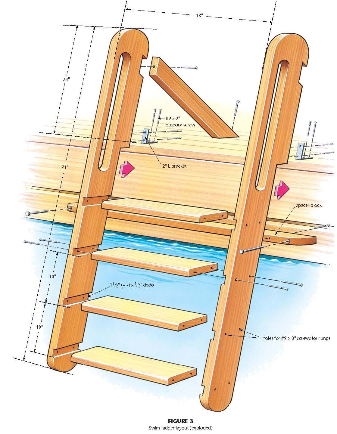 free wood swimming ladder wood plans