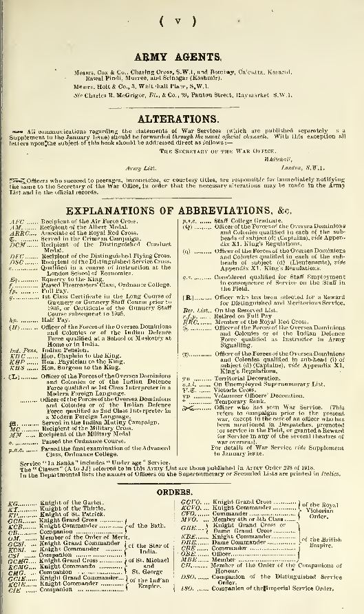 British Army Lists