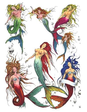 Mermaid Tattoo Flash 
