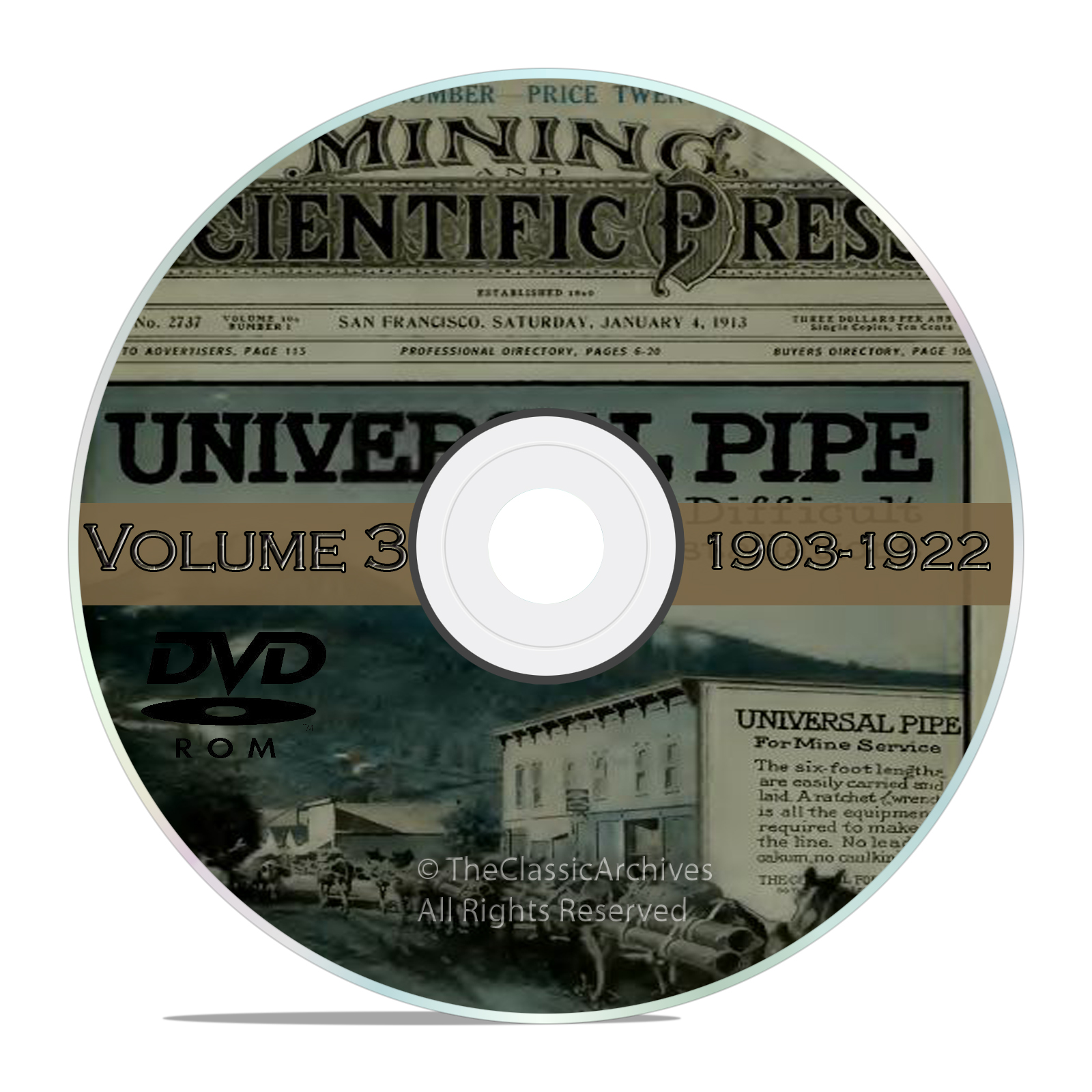 Vintage Mining and Scientific Press, 1903 - 1922, 1000 Back Issues Vol3 DVD