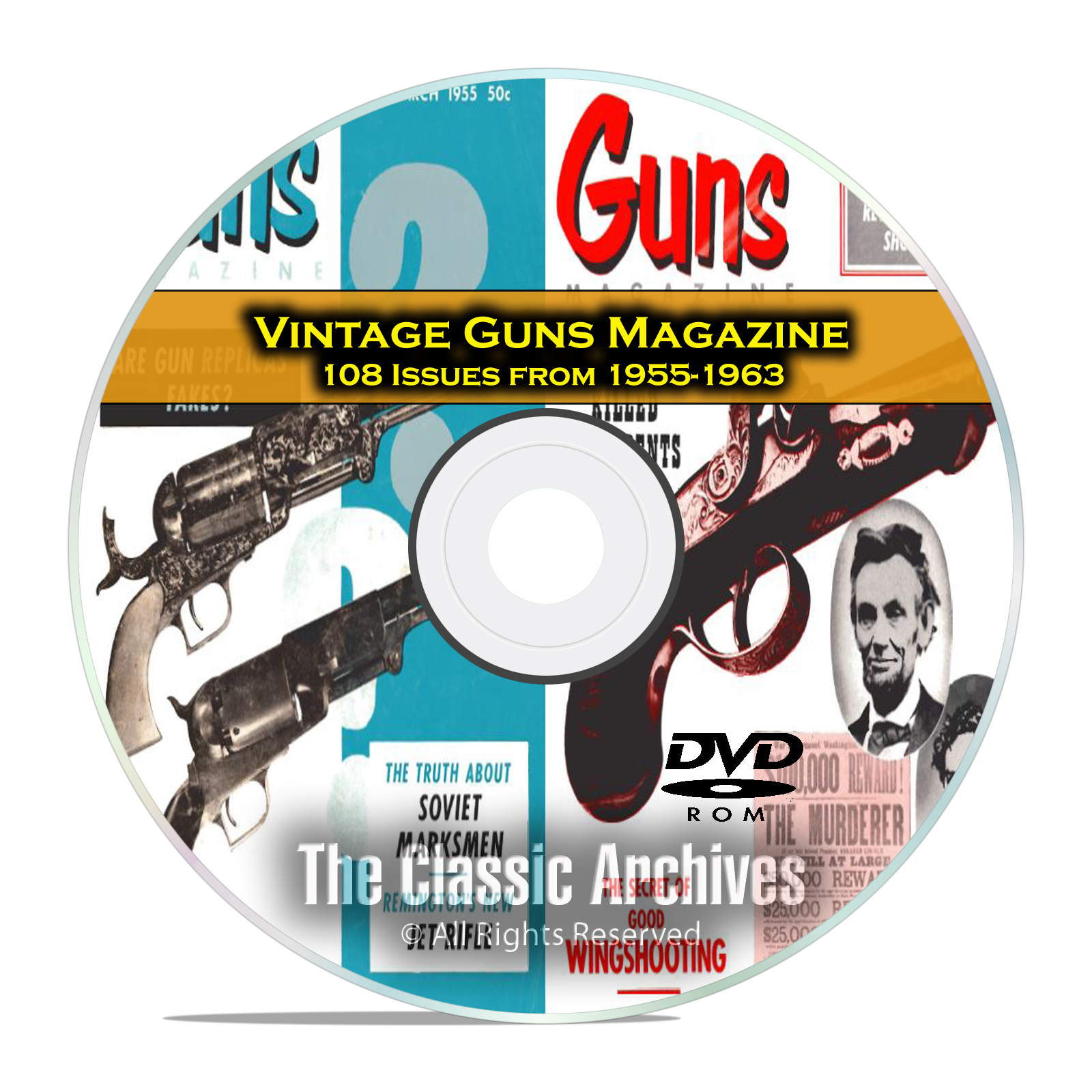 Guns Magazine, 108 Vintage Issues, 1955-1963, Reloading, Hunting Mag DVD
