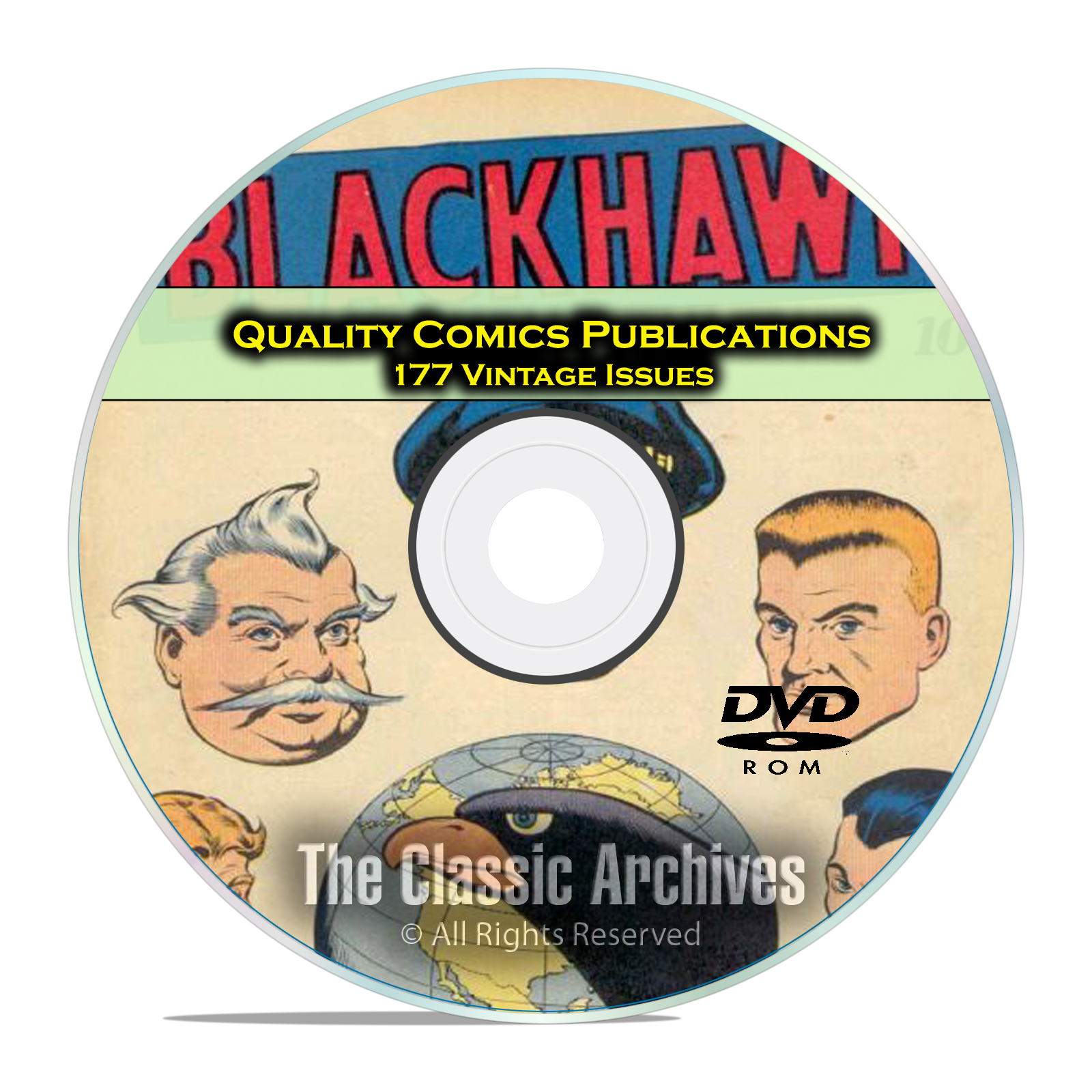 Quality Comics, Blackhawk, Warfront, Gabby, 177 Golden Age Comics DVD