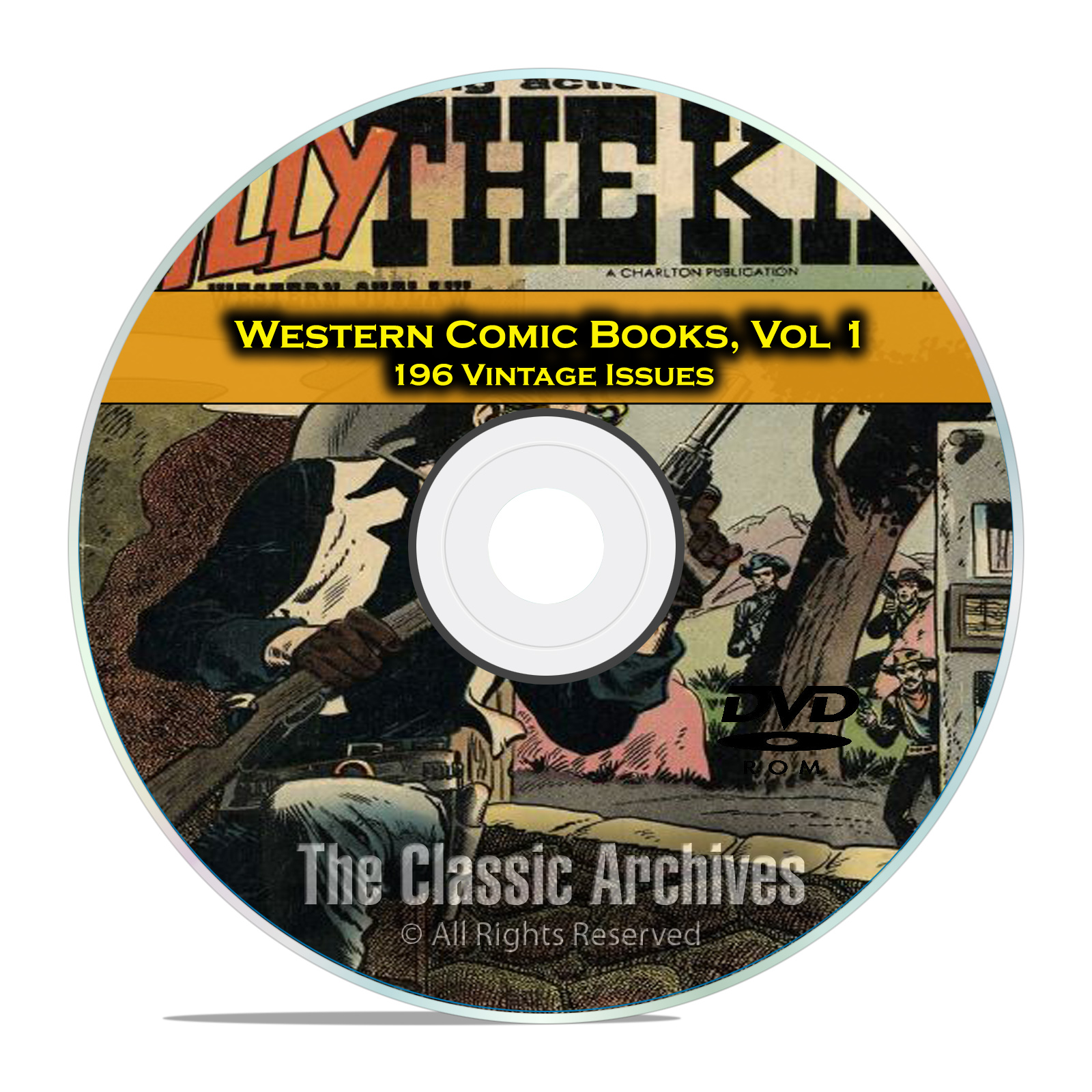 Western Comic Books, Vol 1, Billy The Kid, Cowboy Western, Golden Age DVD