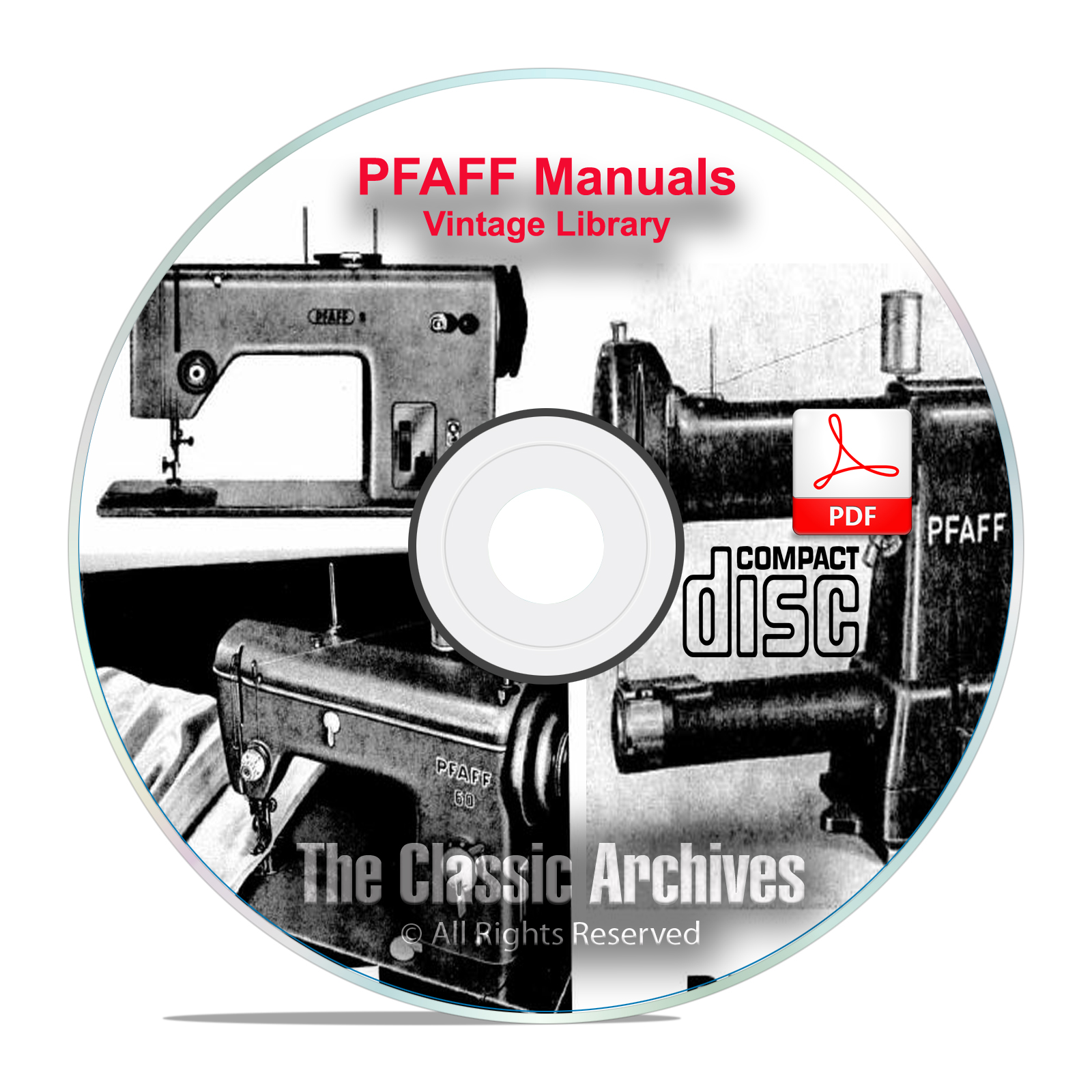 Vintage PFAFF Sewing Machine Instruction Books Service Manuals CD-ROM