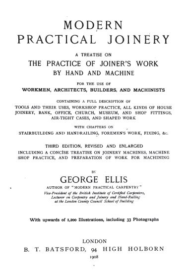 Modern Practical Joinery, 1908, Vintage Woodworking Book Download