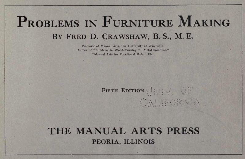 Problems in Furniture Making, 1912, Vintage Woodworking Book Download