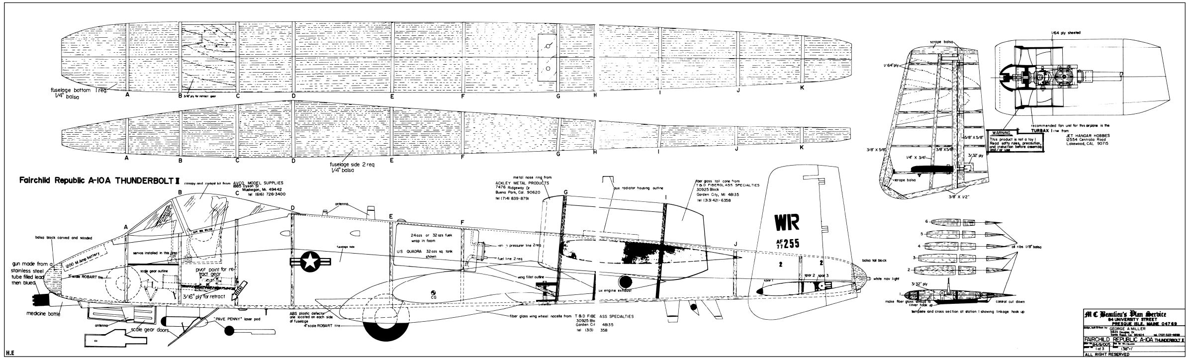 1300 Fighters and Acrobatic, Remote Control RC Model Airplane Plans