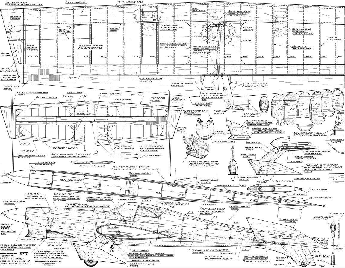1,200 Control Line Remote Control RC Radio Model Airplane Plans, PDF
